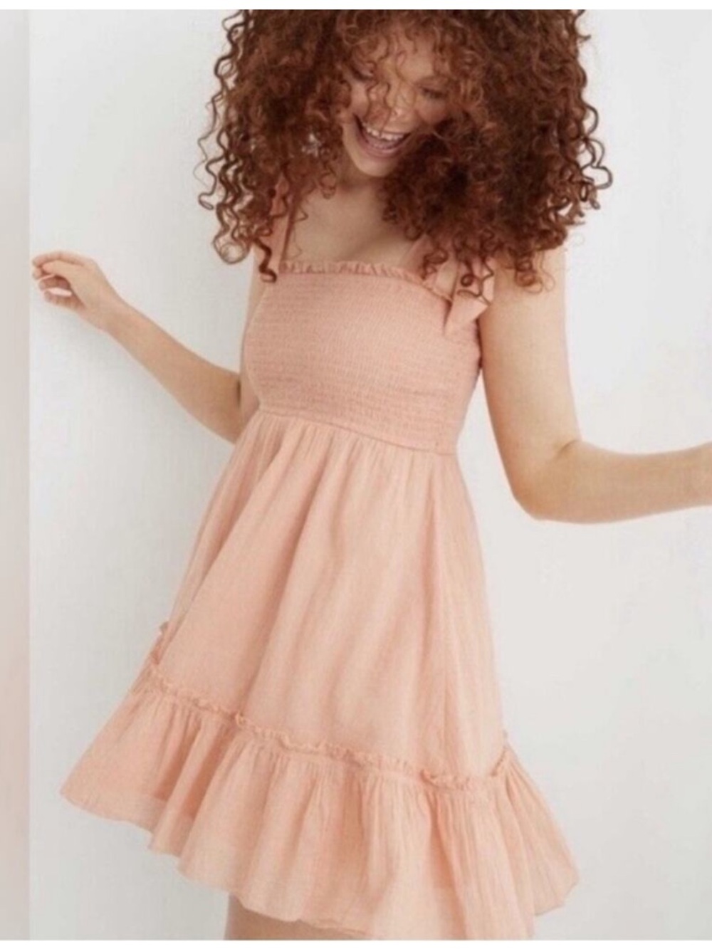 Aerie All Day Smocked Dress with adjustable tie straps Size XL